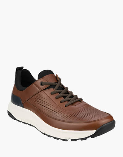 Satellite Perf Lace Up Sneaker in Cognac