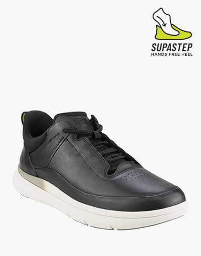Fortress Sneaker Perf Toe Elastic Lace Sneaker in BLACK for NZ $259.00 dollars.