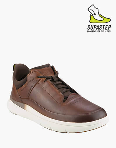 Fortress Sneaker Perf Toe Elastic Lace Sneaker in BROWN for NZ $259.00 dollars.
