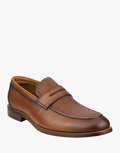 Rucci Penny Weave Weave Moc Toe Penny Loafer in COGNAC for NZ $179.00 dollars.