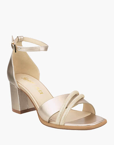 Tahlia Open Toe Block Heel Sandal in GOLD for NZ $259.00 dollars.